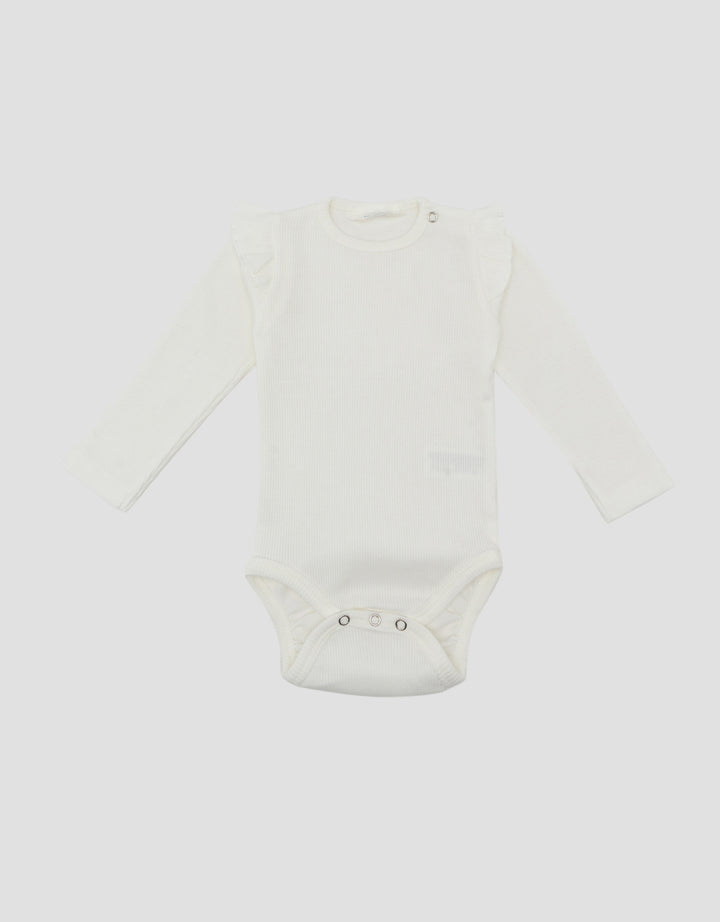 Little M Rib With Embro Flower Jumpsuit Romper Bayi