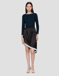 Connexion Layer Satin Stretch Assimetric Rok Midi Wanita