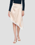 Connexion Layer Satin Stretch Assimetric Rok Midi Wanita