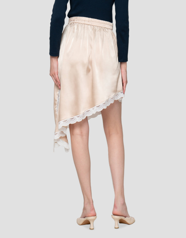 Connexion Layer Satin Stretch Assimetric Rok Midi Wanita