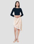 Connexion Layer Satin Stretch Assimetric Rok Midi Wanita