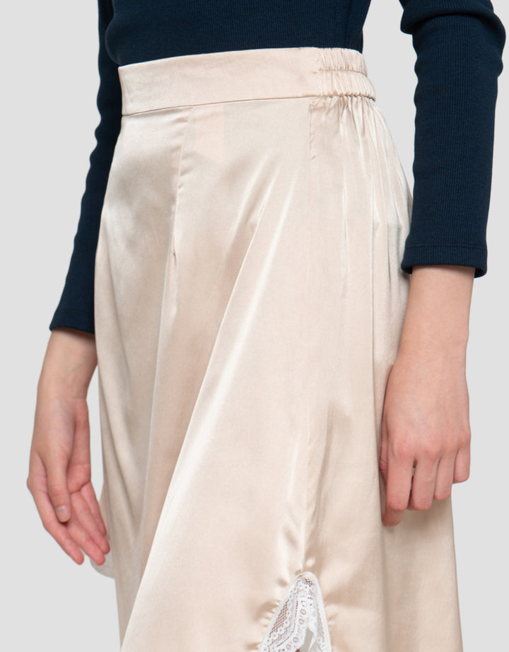 Connexion Layer Satin Stretch Assimetric Rok Midi Wanita