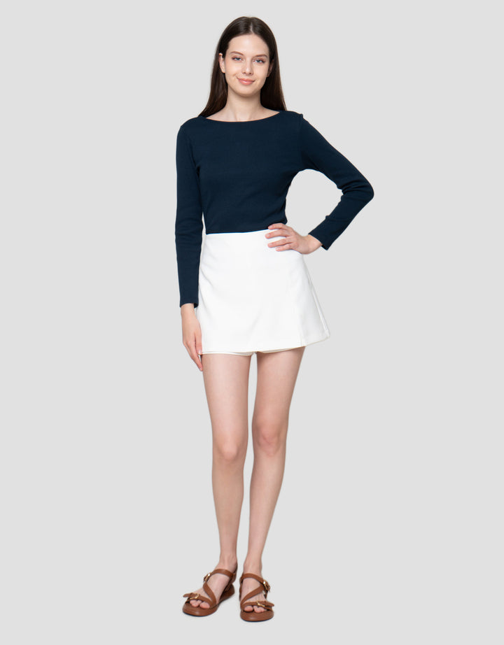 Connexion With Slit Set Polyester Tappered Skort Wanita
