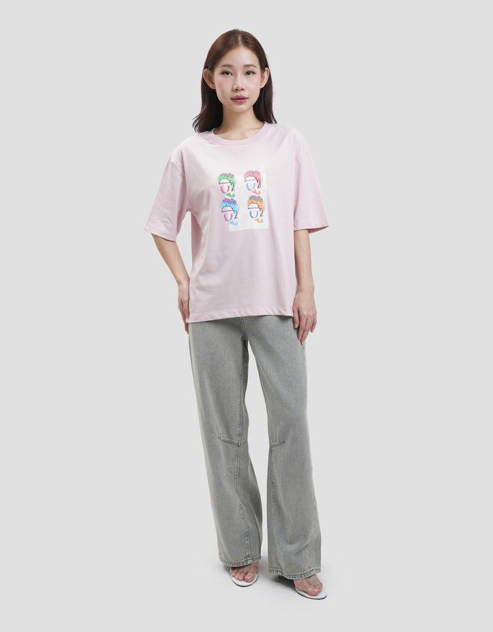 Suko Boyfriend Graphic Crop Kaos Wanita