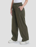 Suko Taslan-Belted Wide Leg Celana Panjang Wanita
