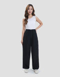 Suko Taslan-Belted Wide Leg Celana Panjang Wanita