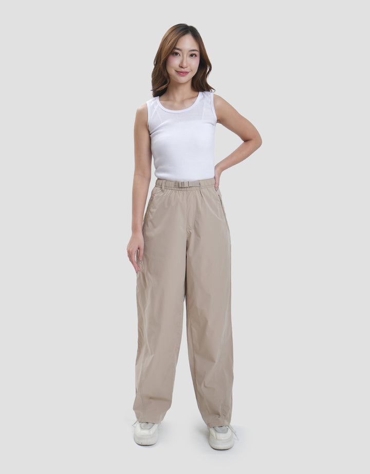 Suko Taslan-Belted Wide Leg Celana Panjang Wanita