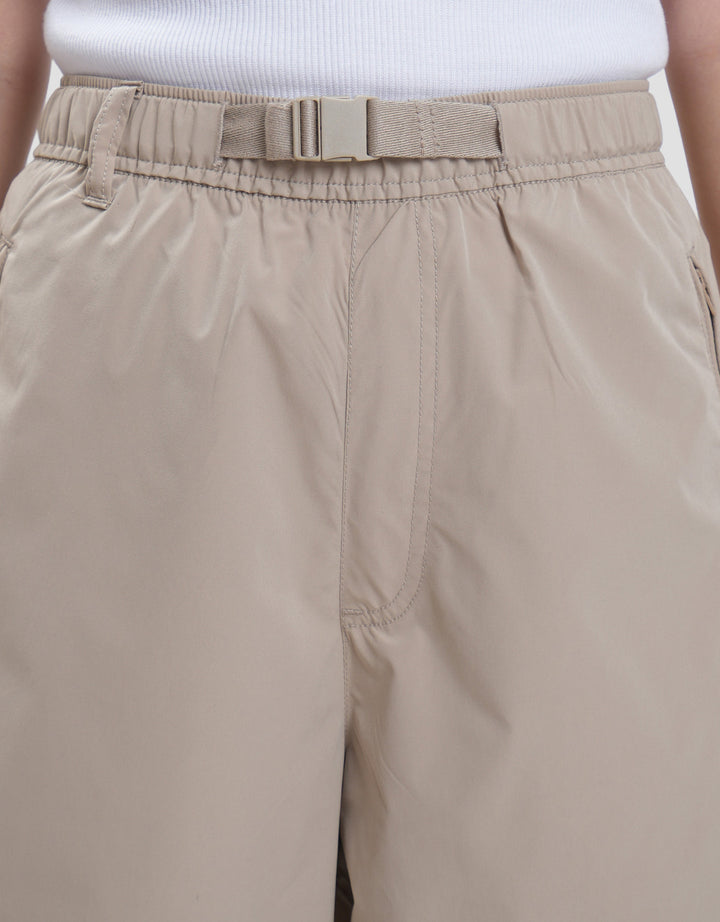 Suko Taslan-Belted Wide Leg Celana Panjang Wanita