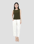 Suko Kerut Crinkle Kerah Bulat Blouse Sleeveless Wanita