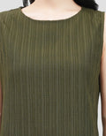 Suko Kerut Crinkle Kerah Bulat Blouse Sleeveless Wanita