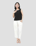 Suko Kerut Crinkle Kerah Bulat Blouse Sleeveless Wanita