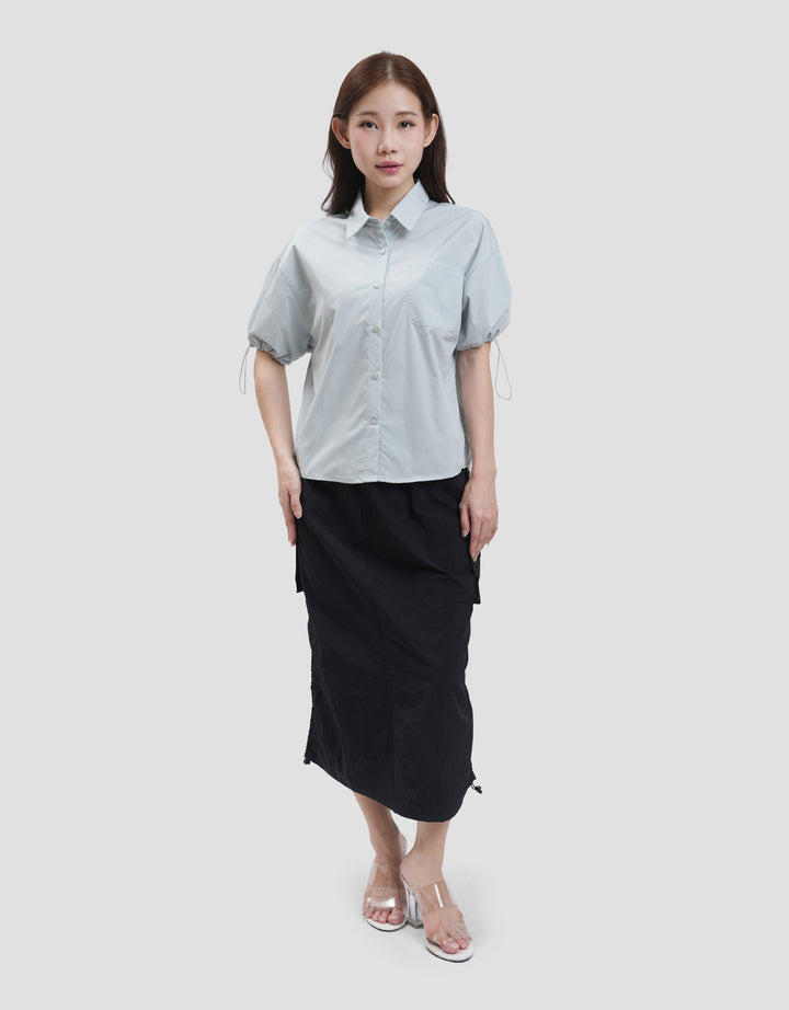 Suko Boxy Crop Ribstop Kemeja Wanita