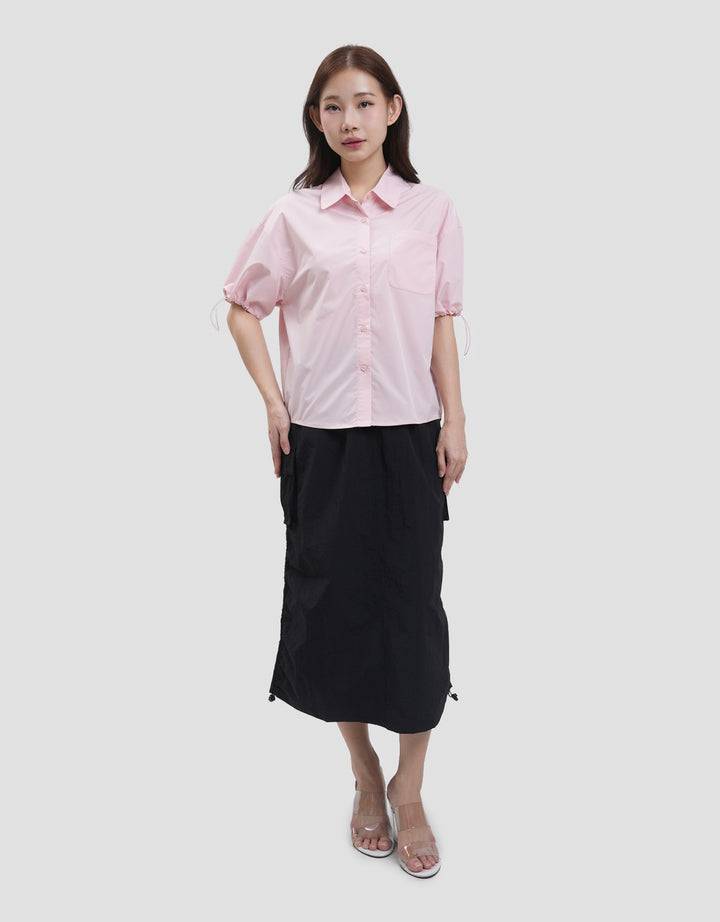 Suko Boxy Crop Ribstop Kemeja Wanita