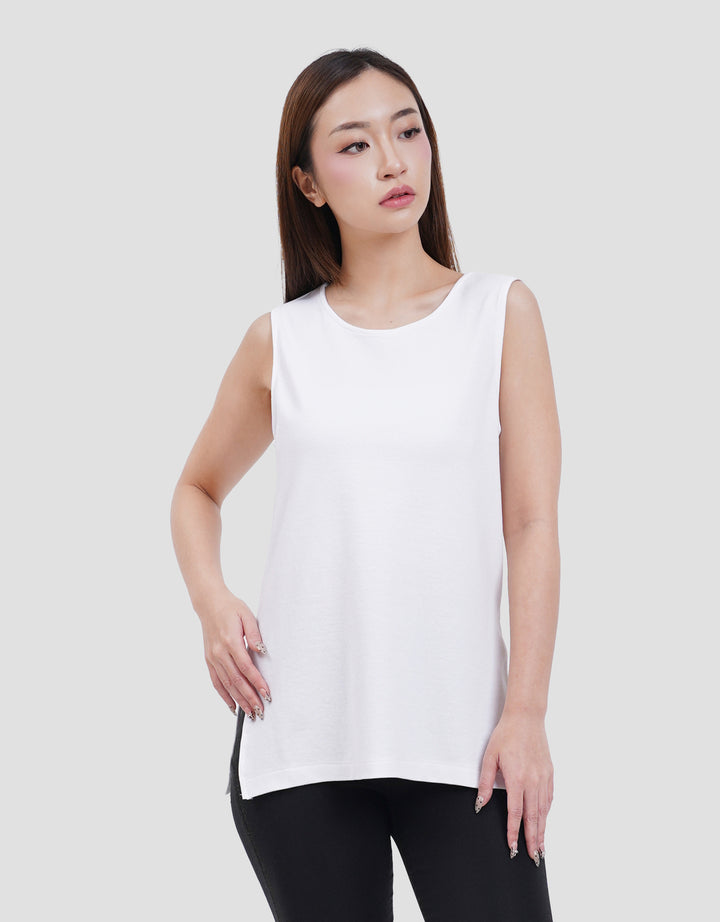 Suko Low Neck Kerah Bulat Kaos Tank Top Wanita