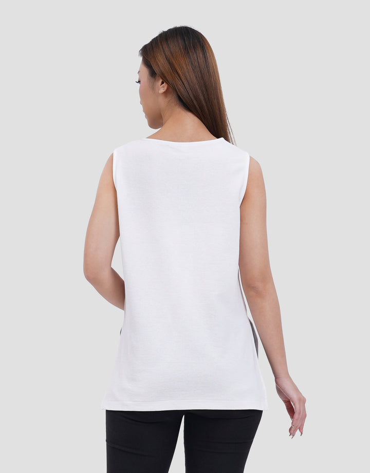 Suko Low Neck Kerah Bulat Kaos Tank Top Wanita