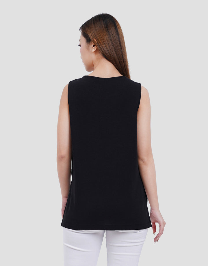Suko Low Neck Kerah Bulat Kaos Tank Top Wanita