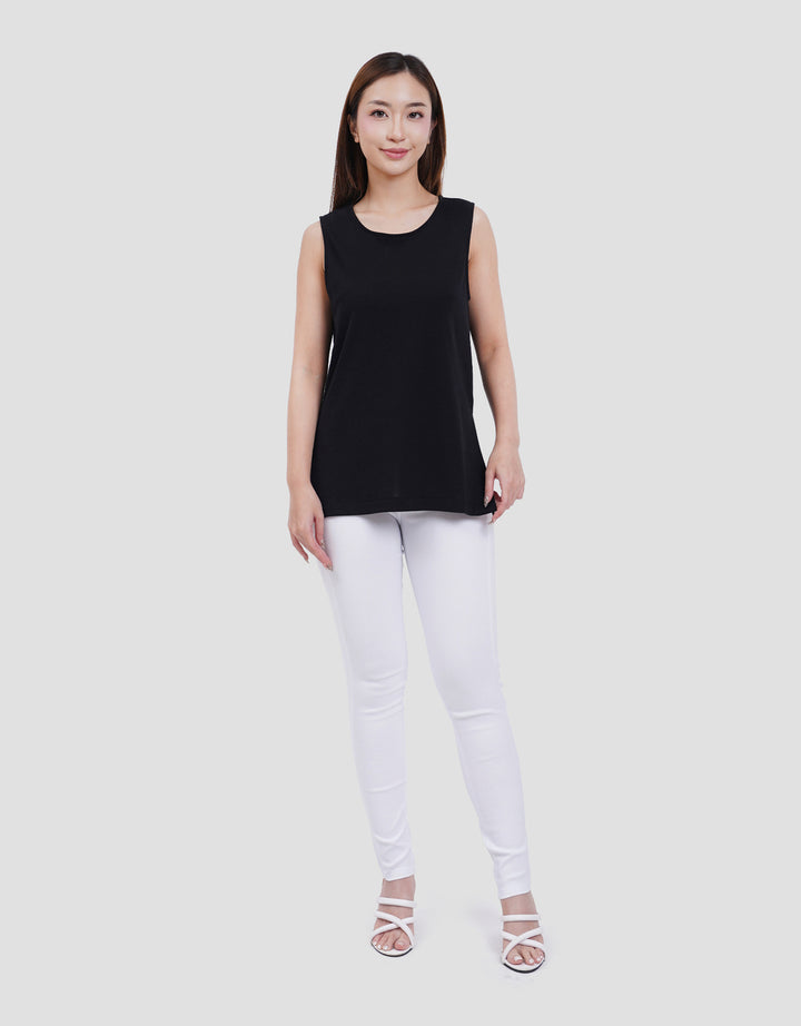 Suko Low Neck Kerah Bulat Kaos Tank Top Wanita