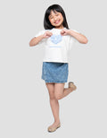 Little M Aplikasi Sweat Heart Print Kaos Anak Perempuan