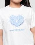 Little M Aplikasi Sweat Heart Print Kaos Anak Perempuan