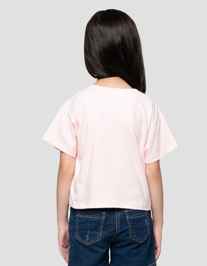 Little M Aplikasi Sweet Moment Print Kaos Anak Perempuan