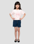 Little M Aplikasi Sweet Moment Print Kaos Anak Perempuan