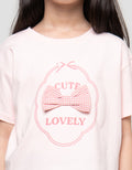 Little M Aplikasi Sweet Moment Print Kaos Anak Perempuan