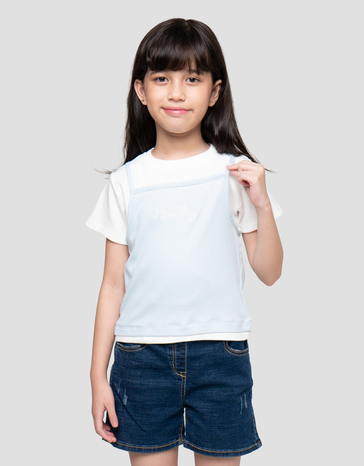 Little M 2In1 Rib 2 Print Kaos Anak Perempuan