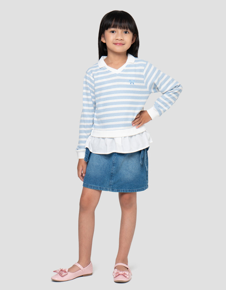LITTLE M STRIPE 1 KAOS POLO ANAK PEREMPUAN