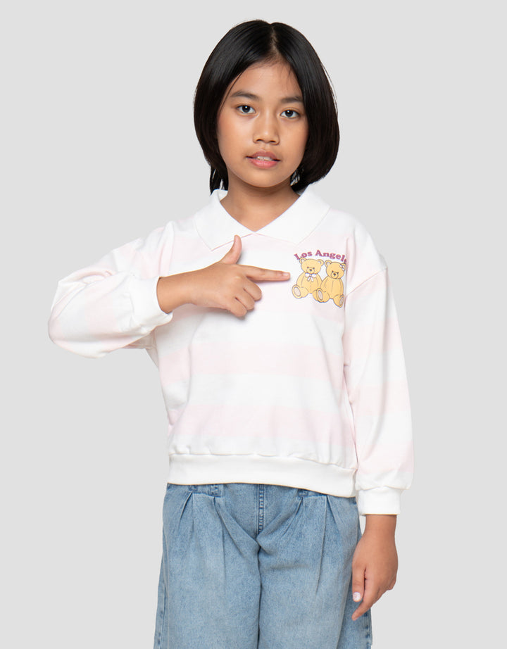 Little M Stripes Bear Sweater Anak Perempuan