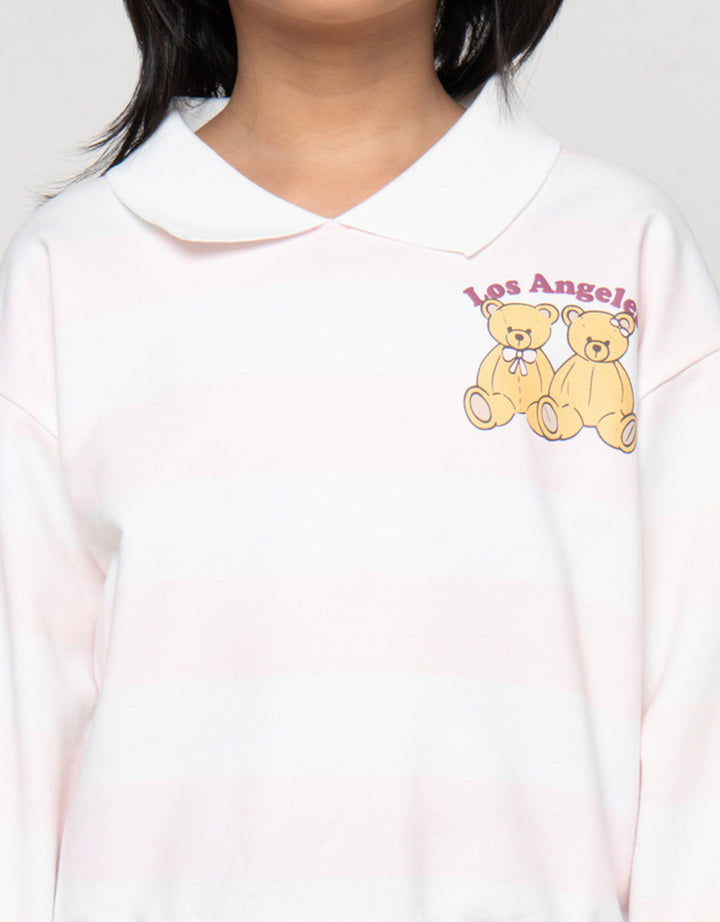 Little M Stripes Bear Sweater Anak Perempuan