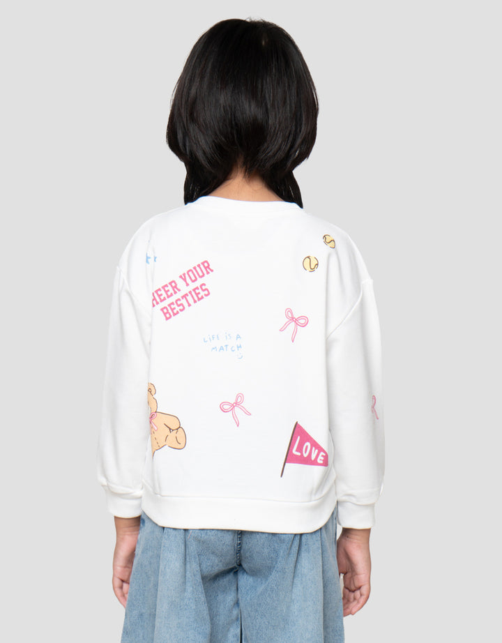 Little M Aop Bear Sport Sweater Anak Perempuan