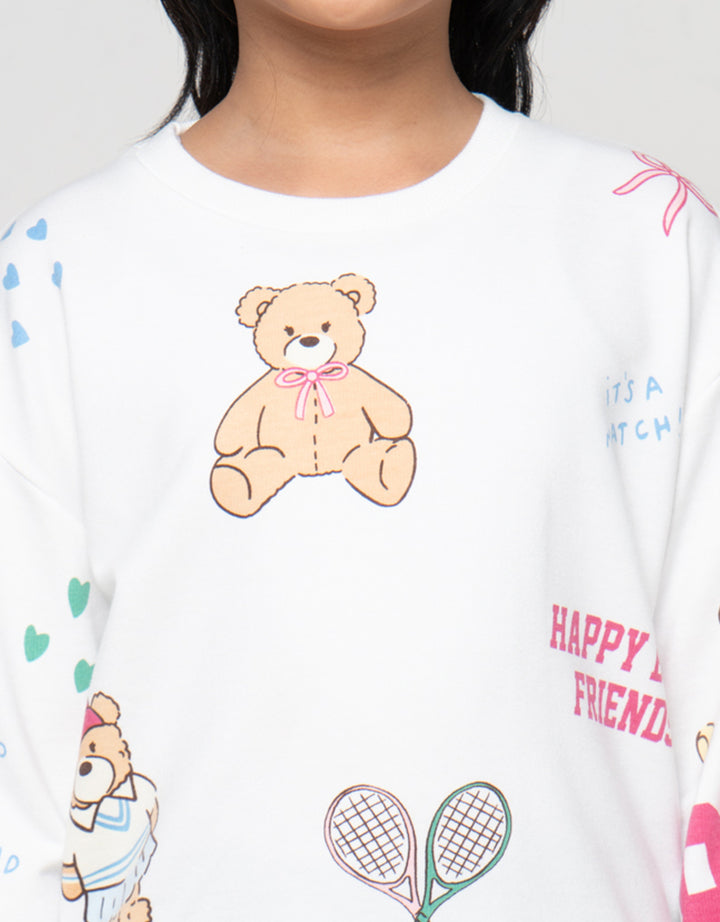 Little M Aop Bear Sport Sweater Anak Perempuan