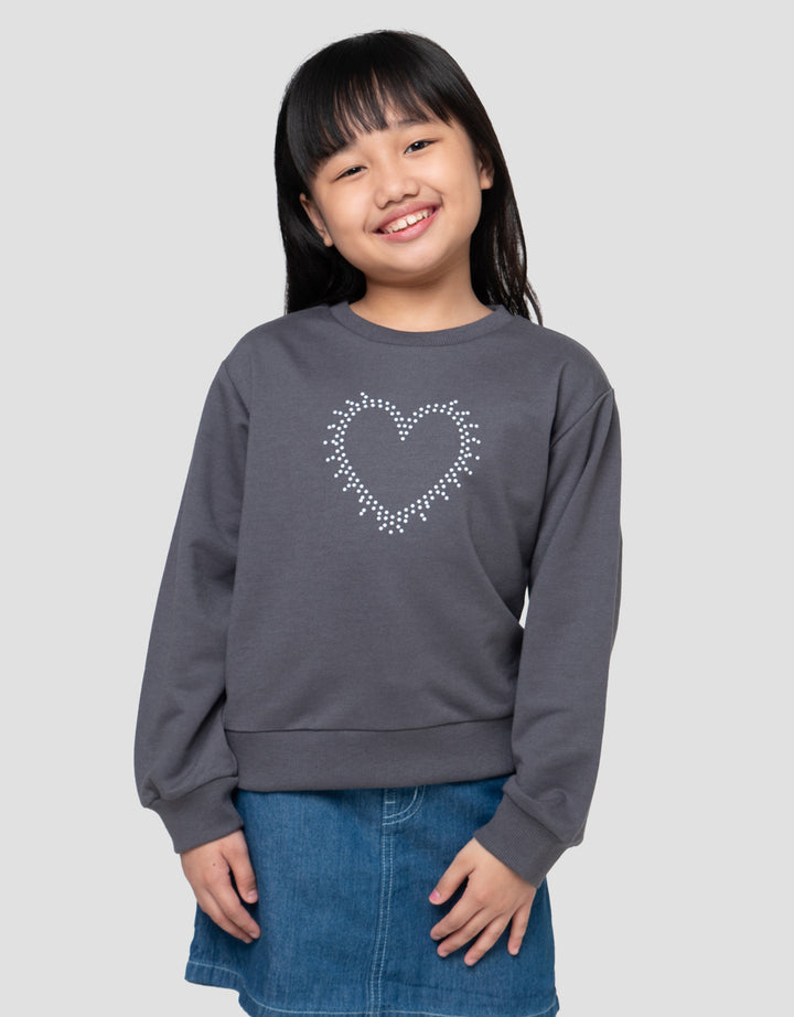 Little M Heart Aplikasi Sweater Anak Perempuan