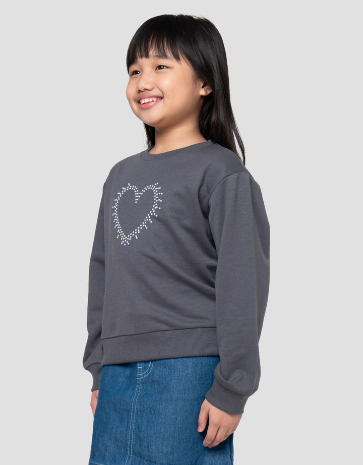 Little M Heart Aplikasi Sweater Anak Perempuan