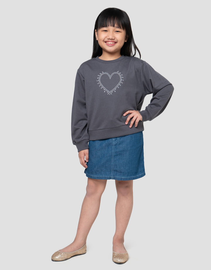 Little M Heart Aplikasi Sweater Anak Perempuan