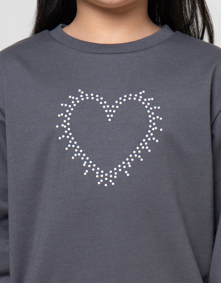 Little M Heart Aplikasi Sweater Anak Perempuan