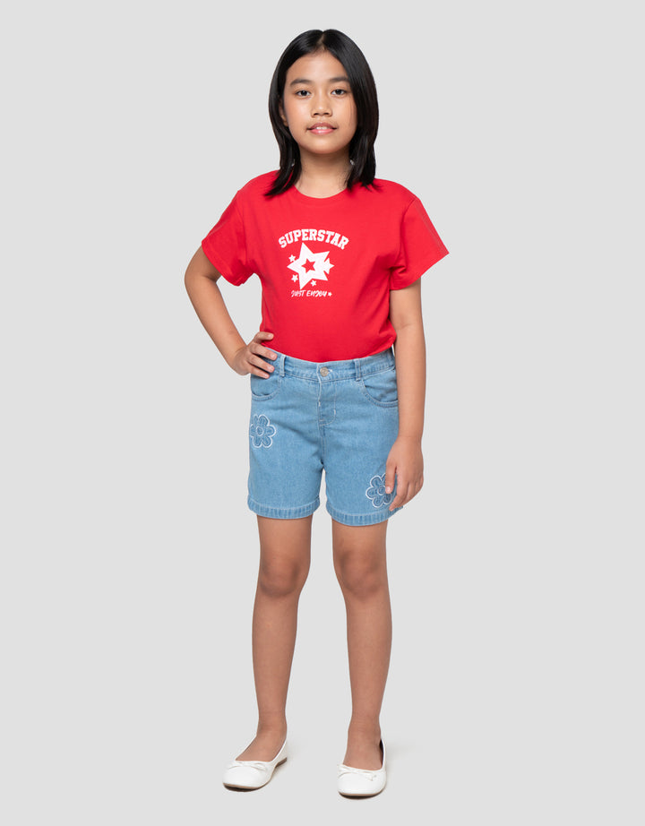 Little M Bordir Flower Celana Denim Anak Perempuan