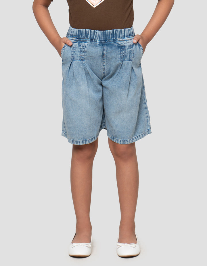 Little M Lipit Skort Denim Anak Perempuan