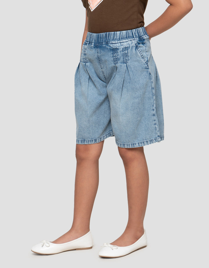 Little M Lipit Skort Denim Anak Perempuan