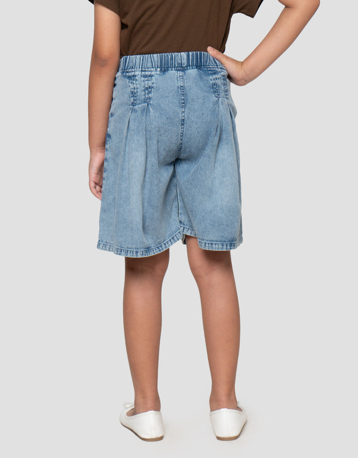 Little M Lipit Skort Denim Anak Perempuan