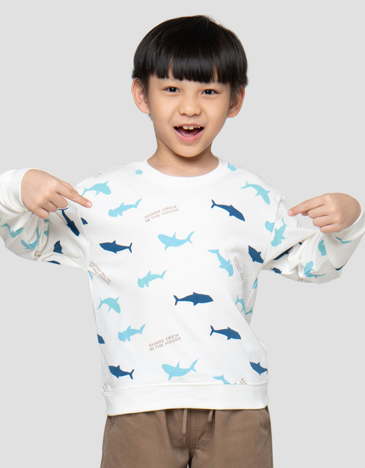 Little M Print Shark Sweater Anak Laki-Laki