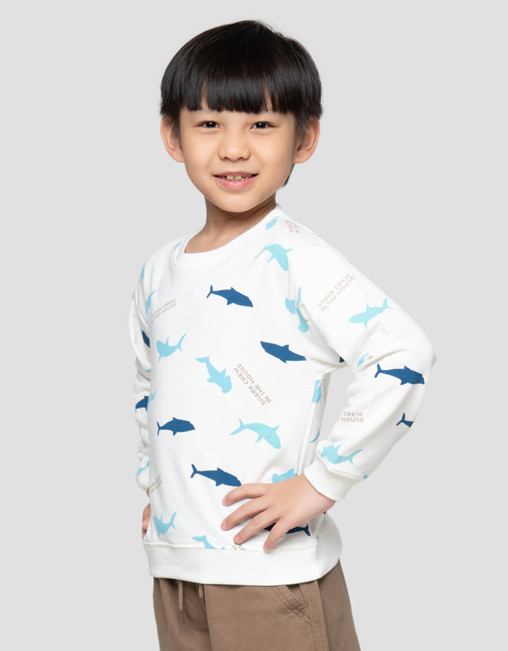 Little M Print Shark Sweater Anak Laki-Laki