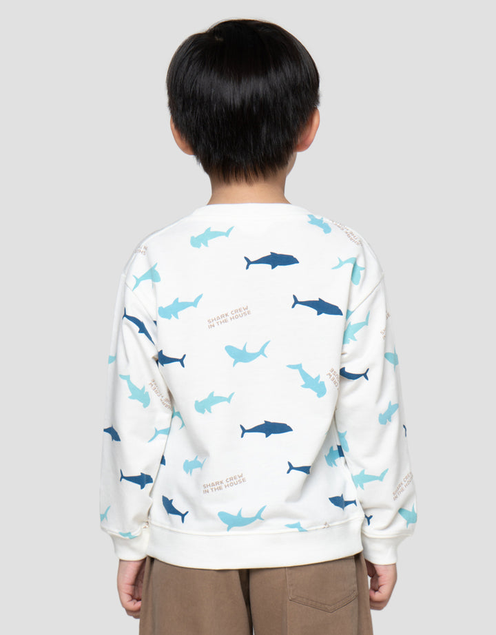 Little M Print Shark Sweater Anak Laki-Laki