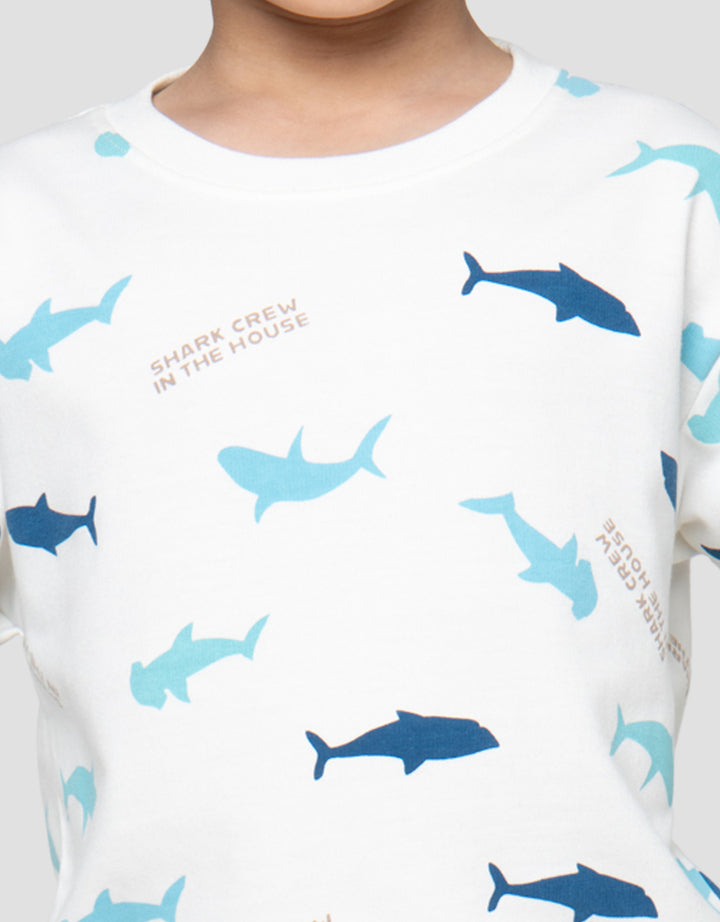 Little M Print Shark Sweater Anak Laki-Laki