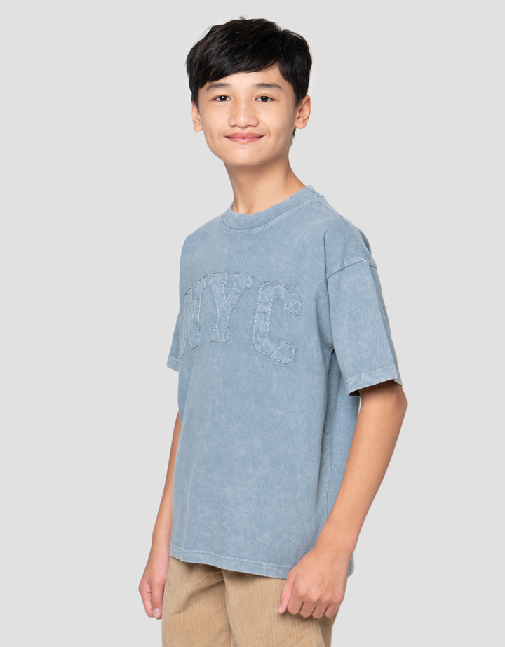 Nevada Washing Patch Ny Kaos Oversize Anak Laki-Laki