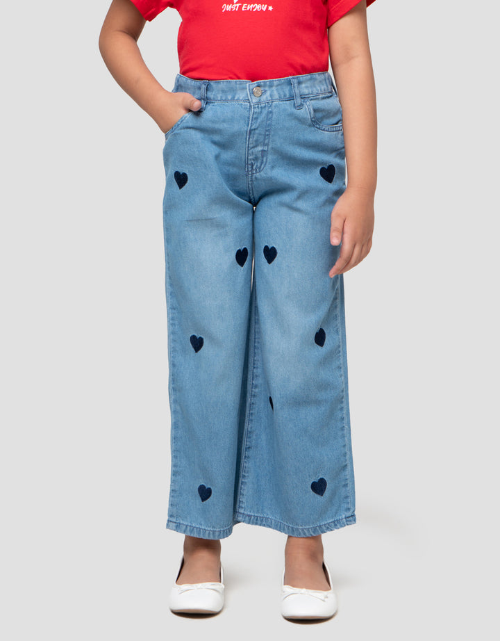 Little M Aop Bordir Heart Celana Denim Anak Perempuan