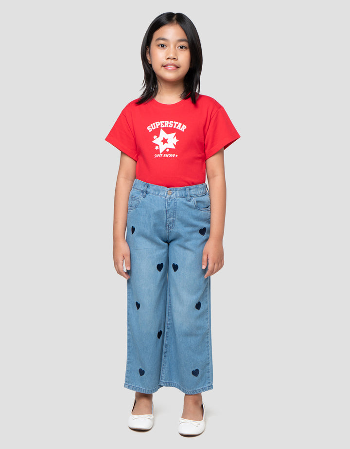 Little M Aop Bordir Heart Celana Denim Anak Perempuan