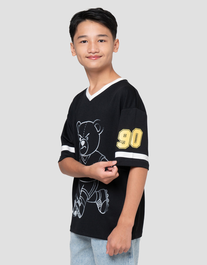 Nevada V Neck Polymesh Print Bear Kaos Oversize Anak Laki-laki