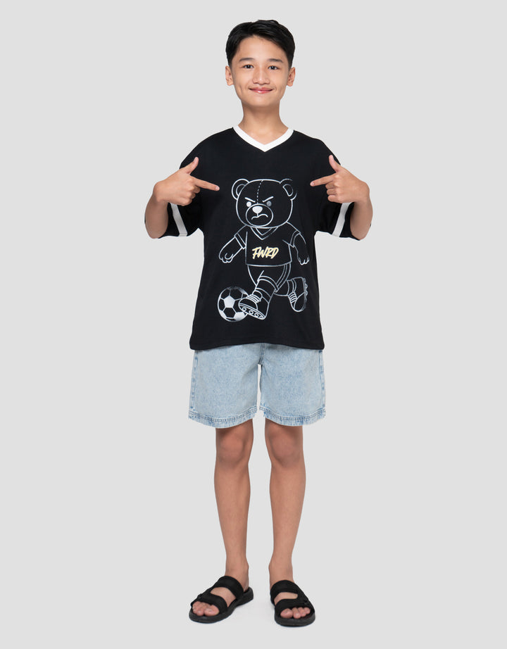Nevada V Neck Polymesh Print Bear Kaos Oversize Anak Laki-laki