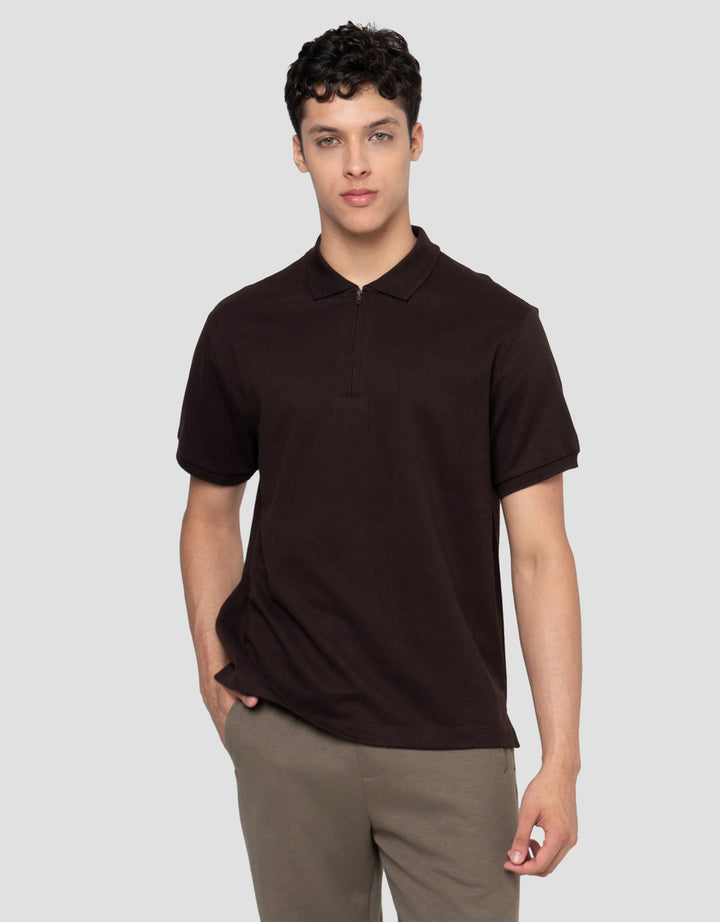 Cole Waffle Hidden Zipper Smart Fit Kaos Polo Pria